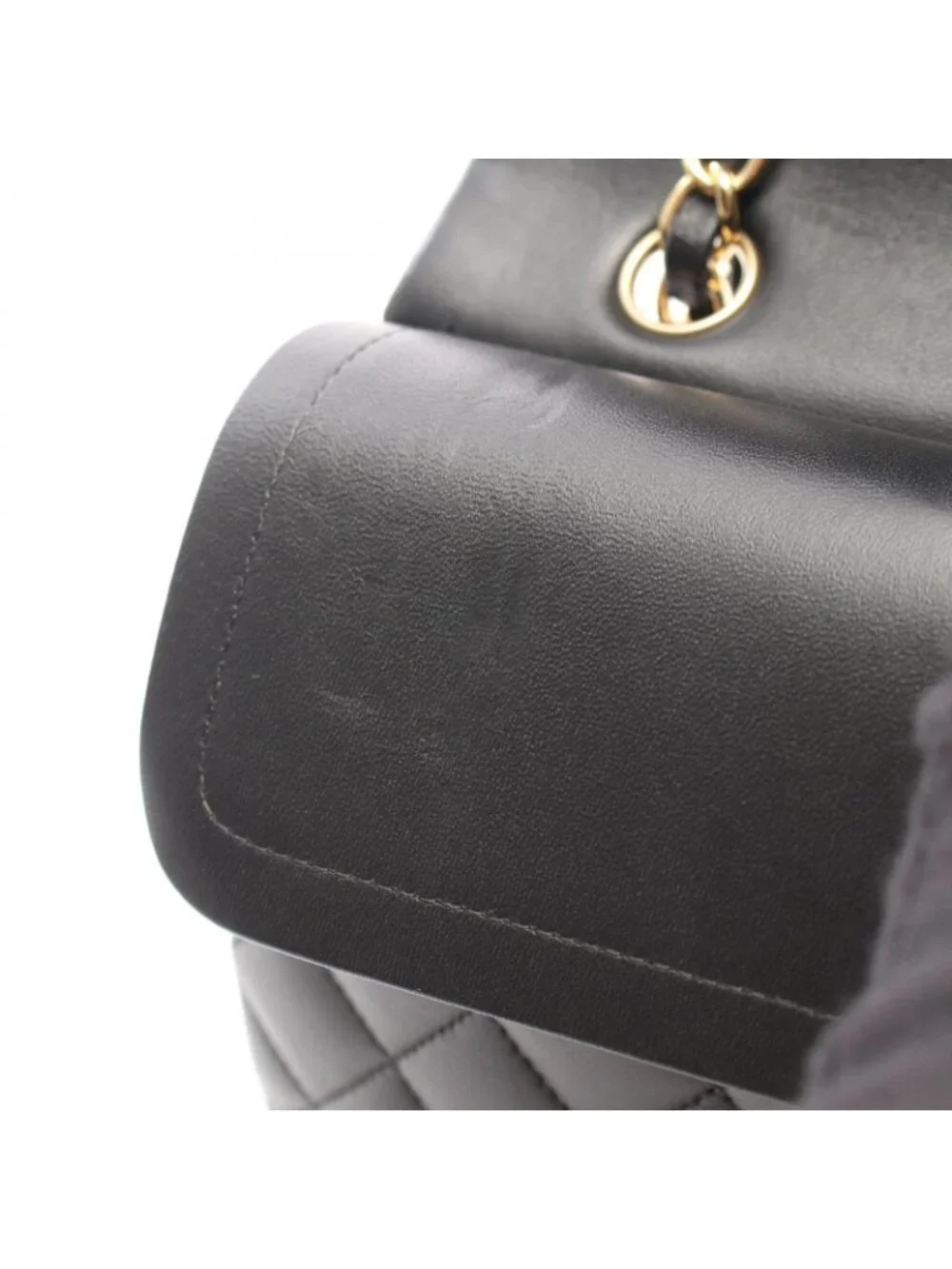 Chanel Shoulder Bag Quilted Double Flap Black Lambskin Chain